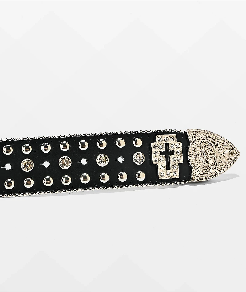 Broken Promises Shriek Rhinestone Black Belt