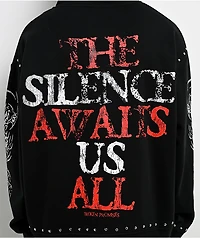 Broken Promises Silence Awaits Studded Black Hoodie
