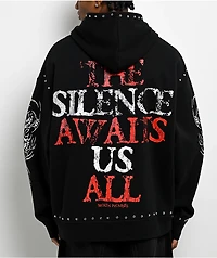 Broken Promises Silence Awaits Studded Black Hoodie