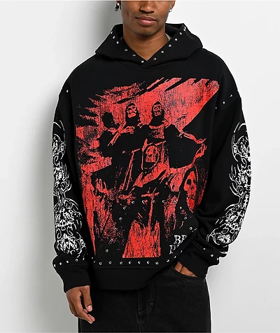Broken Promises Silence Awaits Studded Black Hoodie