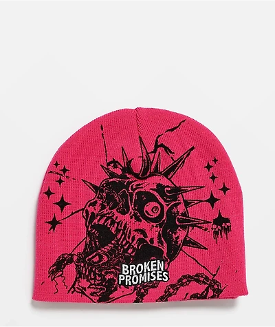Broken Promises Skull Breaker Pink Skully Beanie