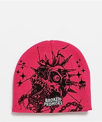 Broken Promises Skull Breaker Pink Skully Beanie