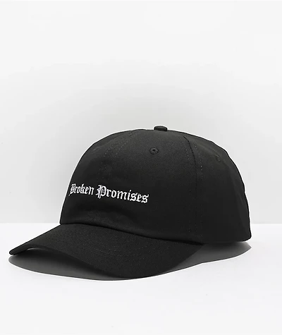 Broken Promises Slogan Black Strapback Hat