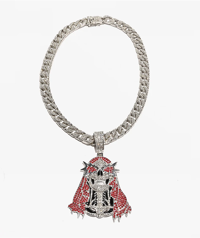 Broken Promises Smoken Reaper 20" Silver Miami Cuban Necklace