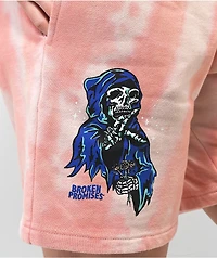 Broken Promises Softly Pink Tie Dye Sweat Shorts