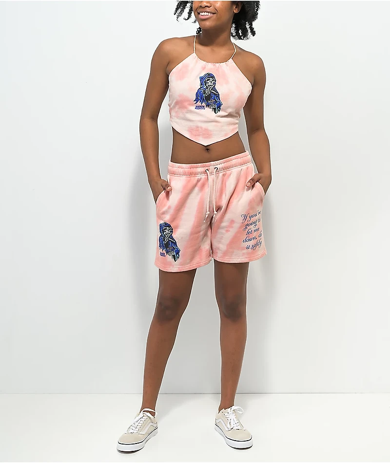 Broken Promises Softly Pink Tie Dye Sweat Shorts