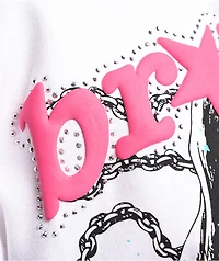Broken Promises Soulless White Rhinestone Hoodie