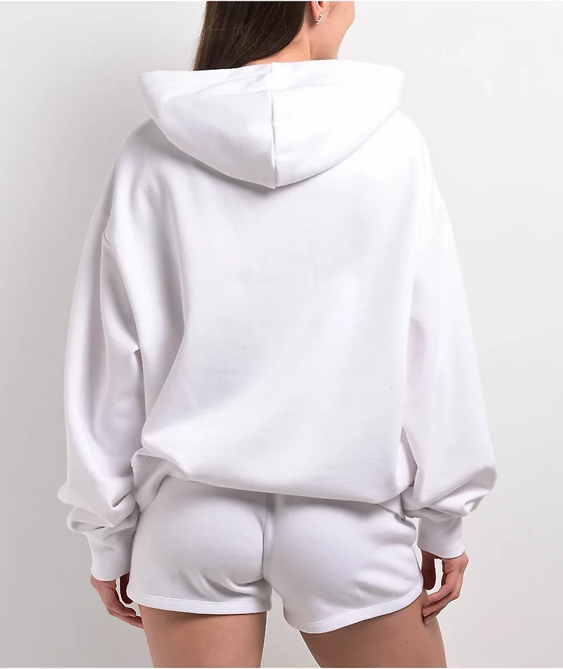Broken Promises Soulless White Rhinestone Hoodie