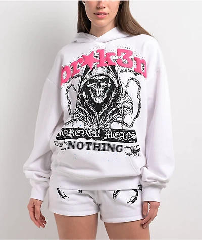 Broken Promises Soulless White Rhinestone Hoodie