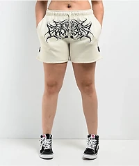 Broken Promises Spiked White Sweat Shorts