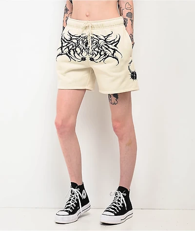 Broken Promises Spiked White Sweat Shorts