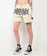 Broken Promises Spiked White Sweat Shorts