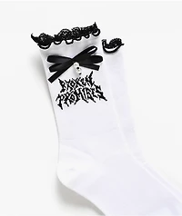 Broken Promises Spite Lettuce Edge White Half Crew Socks