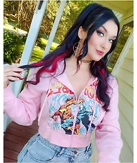 Broken Promises Stallion Pink Crop Zip Hoodie