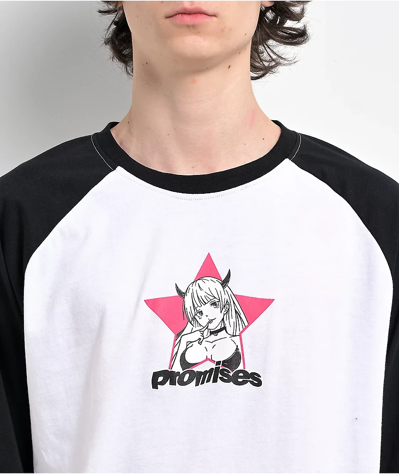 Broken Promises Stargirl Baseball Black & White Raglan Long Sleeve T-Shirt