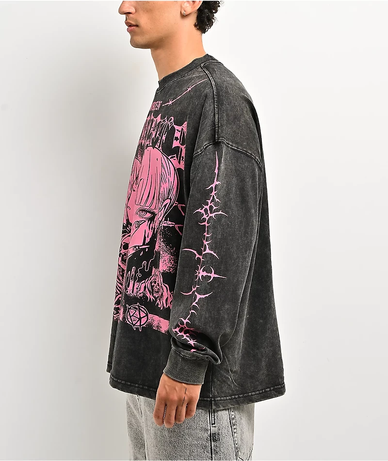 Broken Promises Stiletto Black Wash Long Sleeve T-Shirt