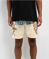 Broken Promises Sting Of Betrayal Natural Mesh Shorts
