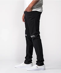 Broken Promises Stitch & Rip Black Denim Skinny Jeans