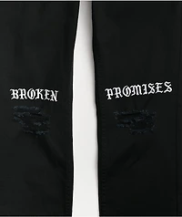 Broken Promises Stitch & Rip Black Denim Skinny Jeans