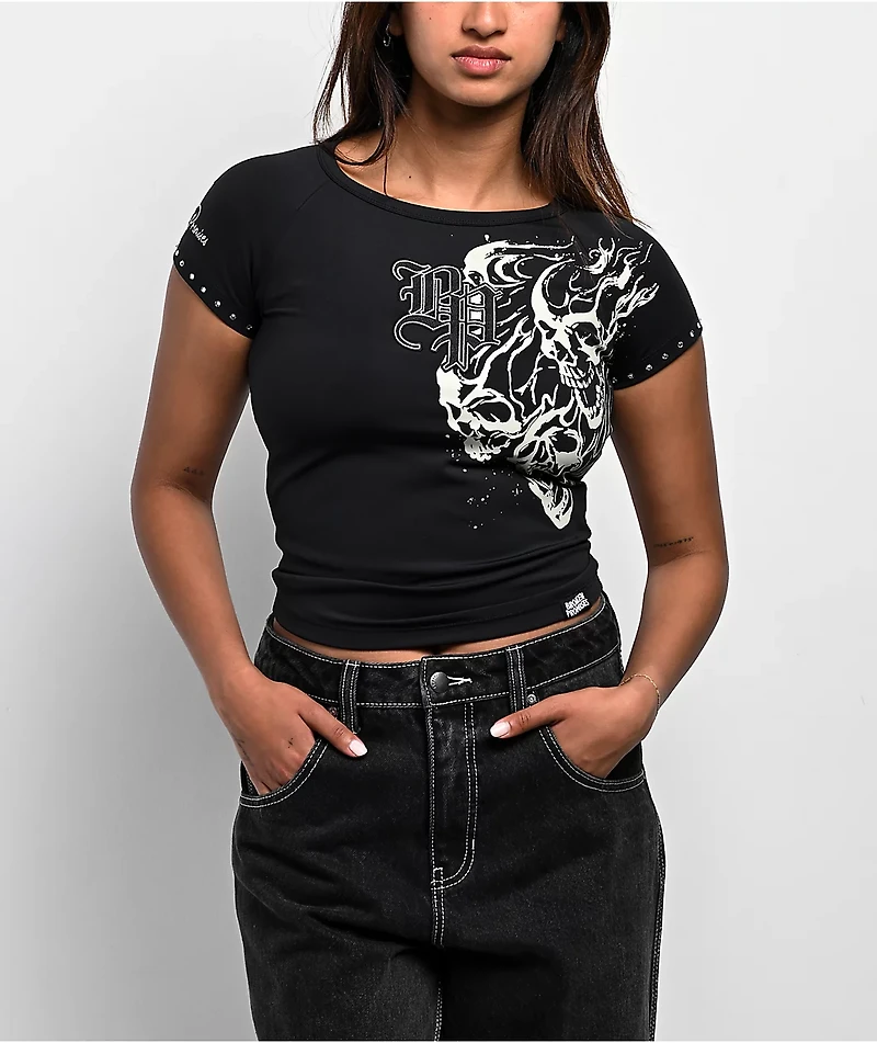 Broken Promises Storm Of Chaos Black Raglan T-Shirt