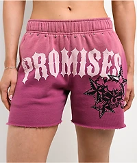 Broken Promises Subculture Pink Wash Studded Sweat Shorts