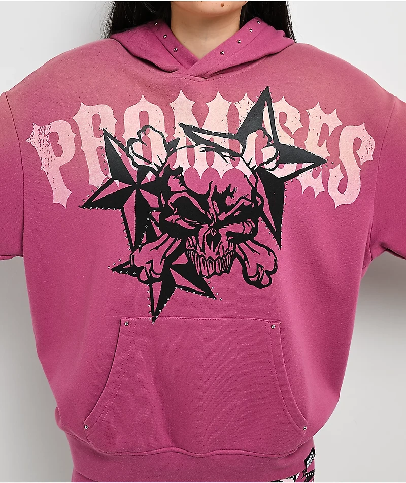 Broken Promises Subculture Studded Pink Hoodie