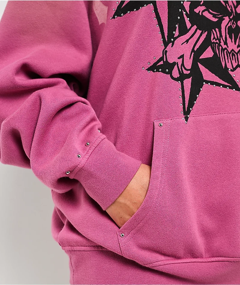 Broken Promises Subculture Studded Pink Hoodie