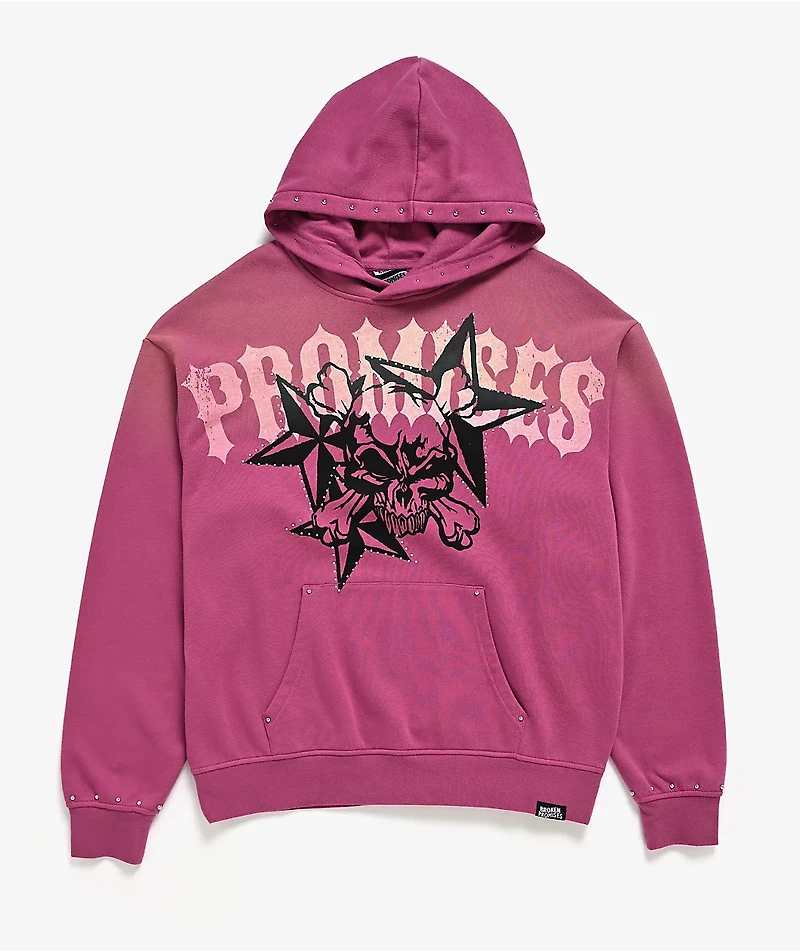 Broken Promises Subculture Studded Pink Hoodie