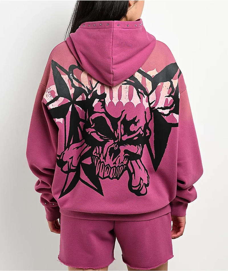 Broken Promises Subculture Studded Pink Hoodie