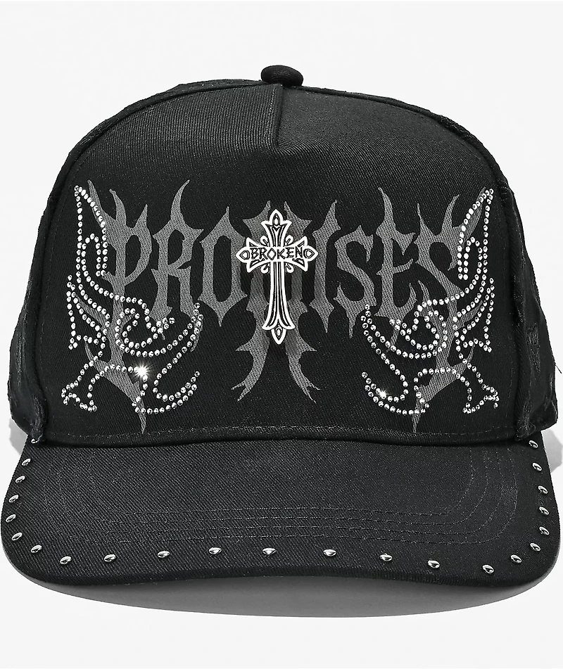 Broken Promises Surrender Studded Black Snapback Hat