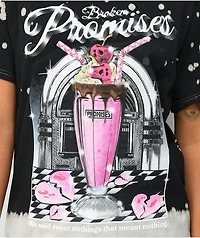 Broken Promises Sweet Nothings Bleach Dye Black T-Shirt