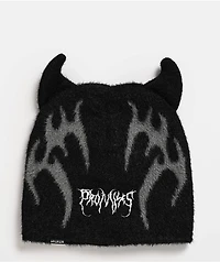 Broken Promises T-Metal Horn Black Shag Beanie