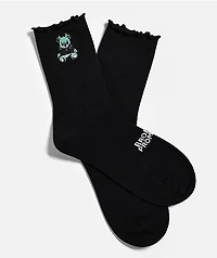 Broken Promises Terror Teddy Ruffle Black Half Crew Socks