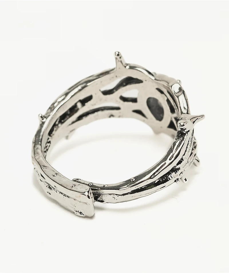 Broken Promises Thorned Iced Out Silver Ring