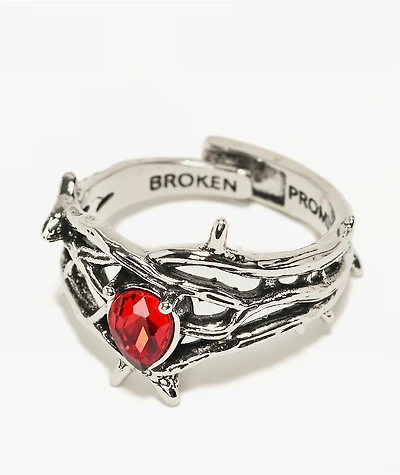 Broken Promises Thorned Iced Out Silver Ring