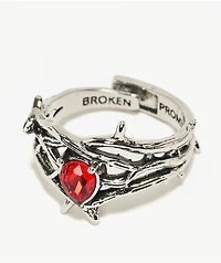 Broken Promises Thorned Iced Out Silver Ring