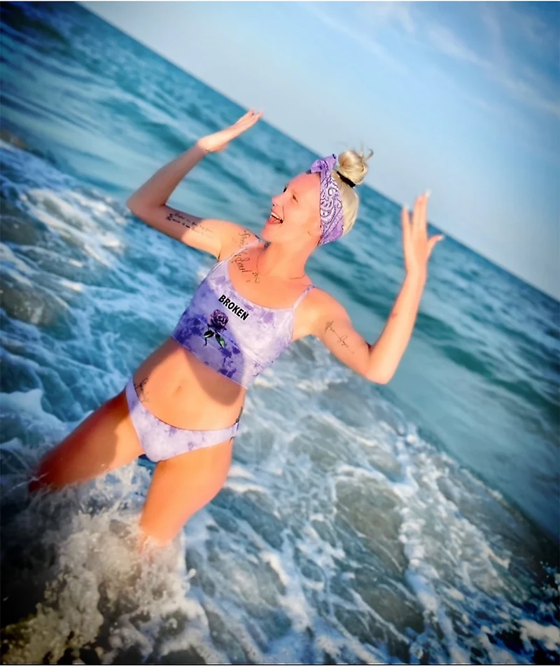 Broken Promises Thornless Purple Tie Dye Cheeky Bikini Bottom