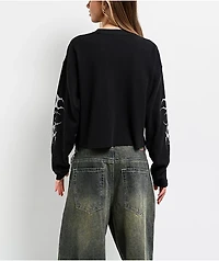 Broken Promises Thrash Black Thermal Long Sleeve Boxy Crop T-Shirt