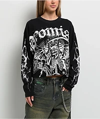 Broken Promises Thrash Black Thermal Long Sleeve Boxy Crop T-Shirt
