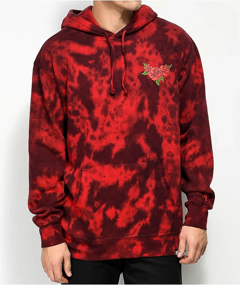 Broken Promises Trio Of Roses Red Tie Dye Hoodie