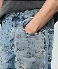 Broken Promises Triple Text Light Blue Carpenter Jeans