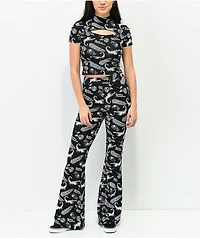 Broken Promises Tropic Disaster Black Mock Neck Crop T-Shirt