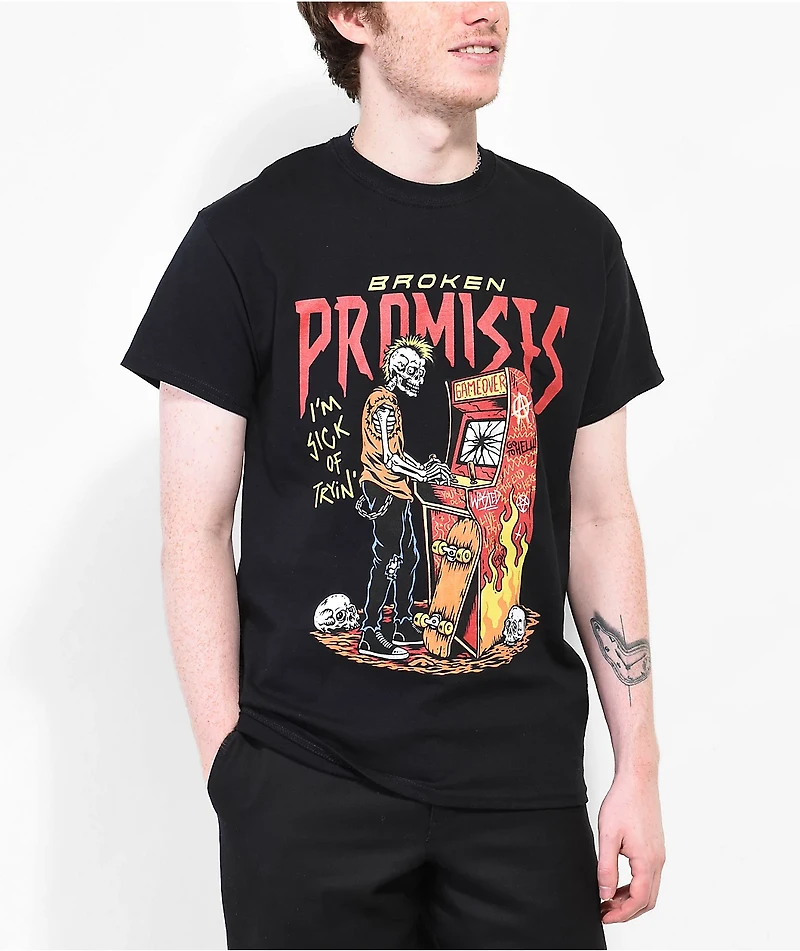 Broken Promises Try Again Black T-Shirt