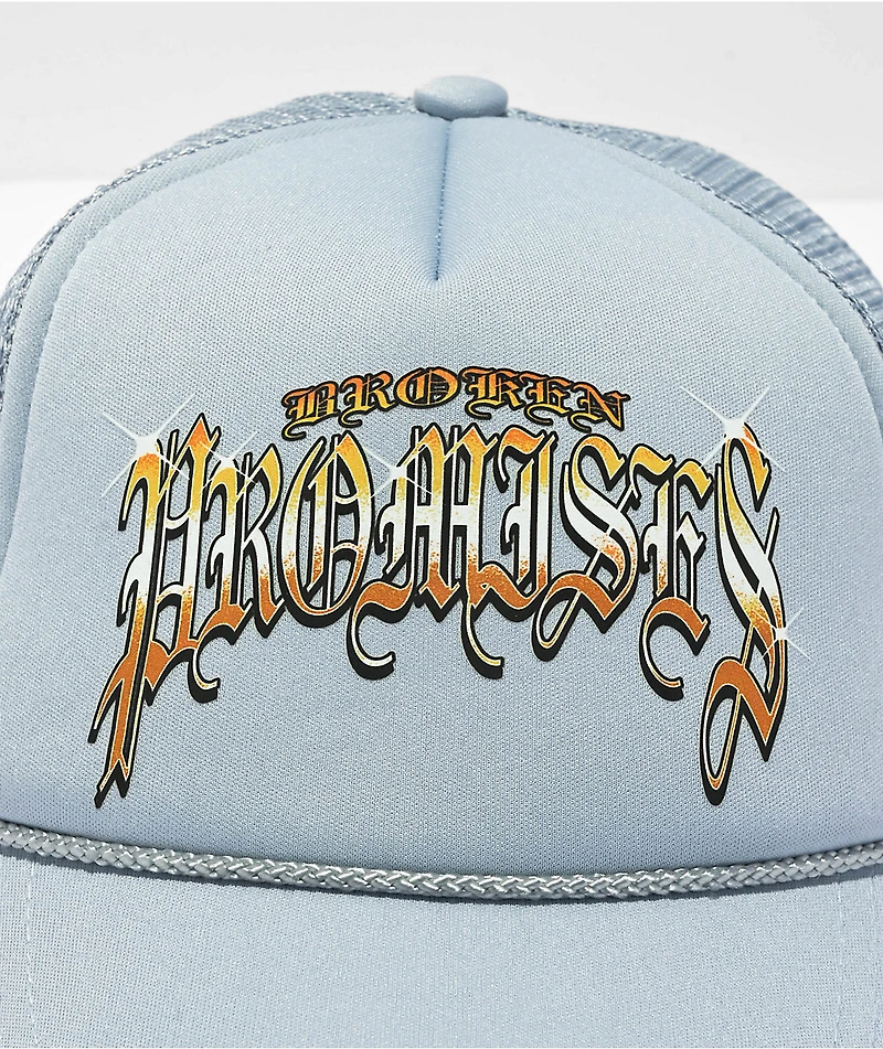 Broken Promises Twin Flame Baby Blue Trucker Hat