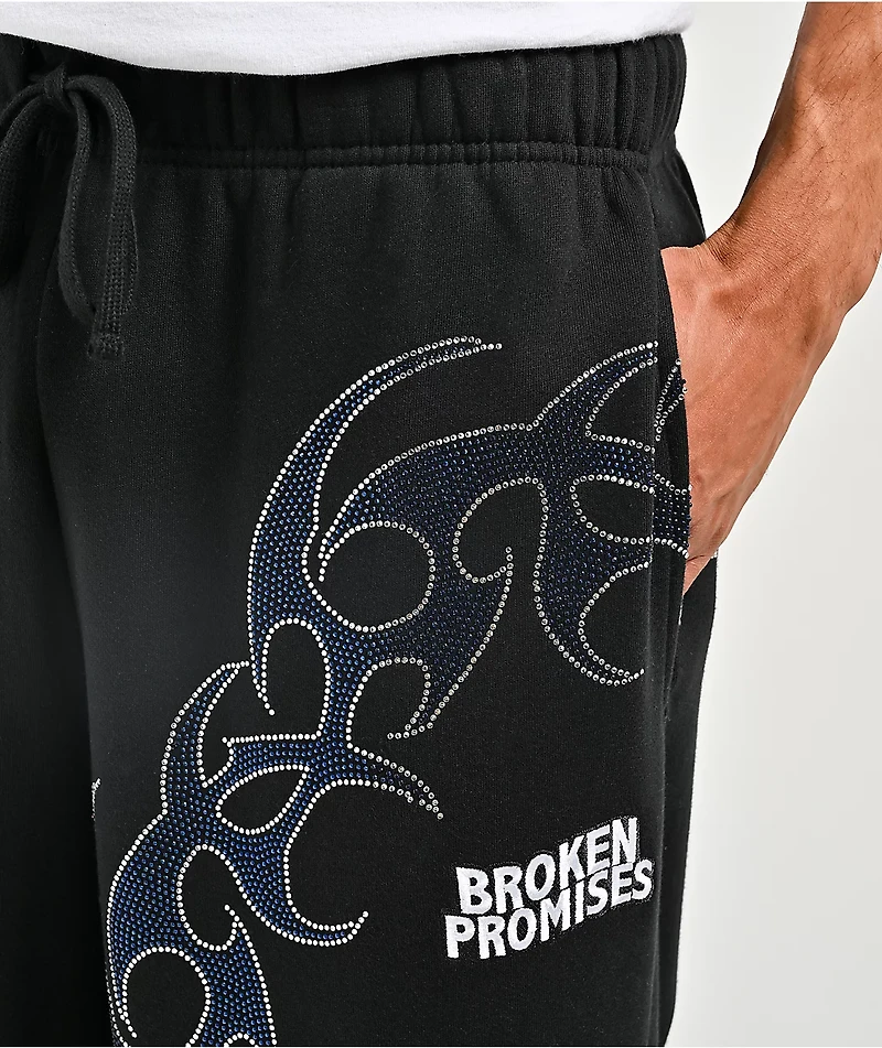 Broken Promises Ultrablade Rhinestone Black Sweatpants