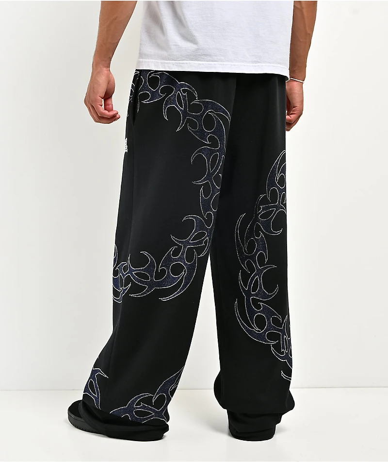Broken Promises Ultrablade Rhinestone Black Sweatpants