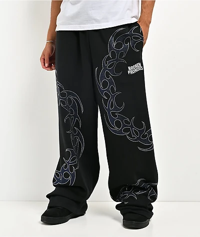 Broken Promises Ultrablade Rhinestone Black Sweatpants