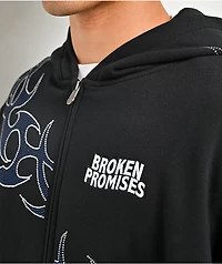 Broken Promises Ultrablade Rhinestone Black Zip Hoodie