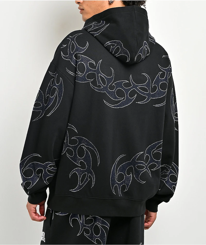 Broken Promises Ultrablade Rhinestone Black Zip Hoodie