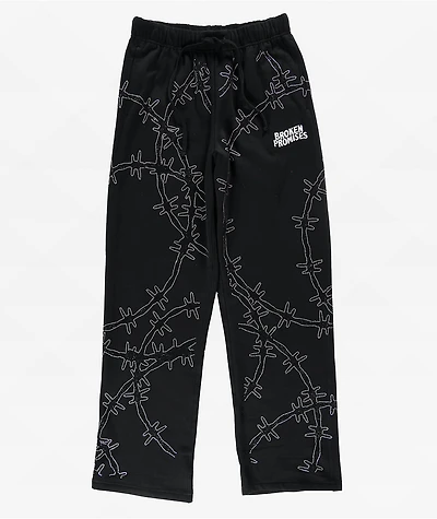 Broken Promises Ultrawire Rhinestone Black Wide Leg Sweatpants
